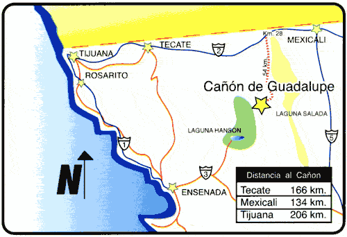 Guadalupe Canyon, Baja California Map