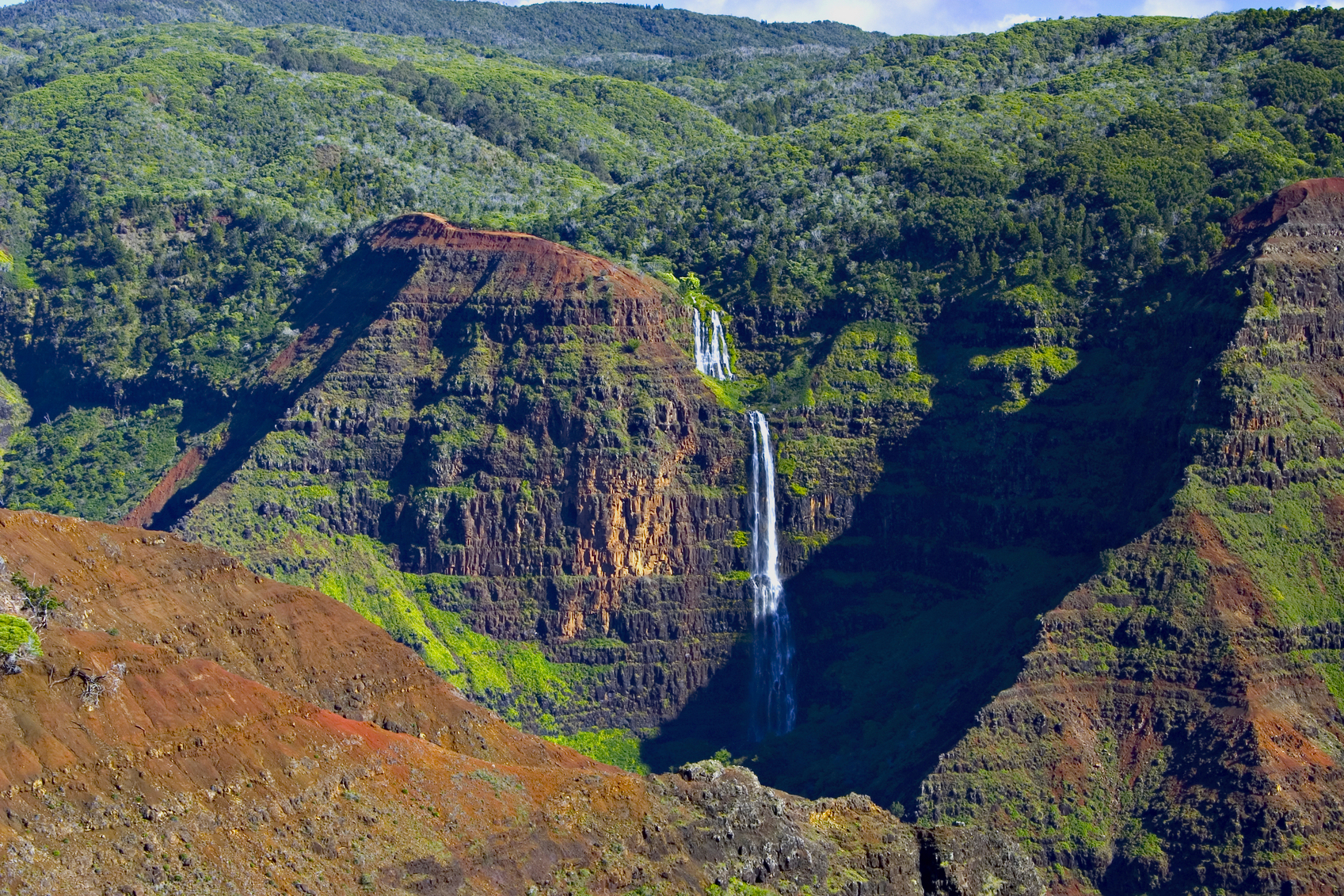 Waterfall In Waimea Canyon - Kauai, Hawaii