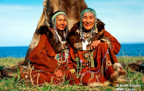 Koryak people in reindeer costume Ossora, Kamchatka, Russian Federation